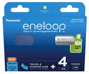 Laetavad patareid PANASONIC ENELOOP AA 2000 mAh 4 tk + ümbris (BK-3MCDE/4CP+CASE)