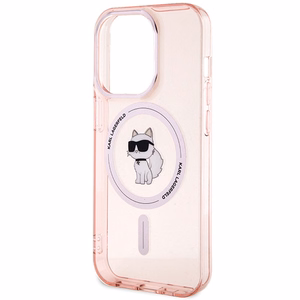 Karl Lagerfeld IML Choupette MagSafe ümbris jaoks iPhone 15 Pro - roosa