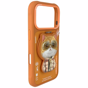 Nimmy Cool&Cute 2.0 Cat Ümbris jaoks iPhone 17 Pro with Magnetic Hanger - oranž