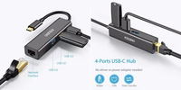 CHOETECH adapter USB Type-C kuni 1x RJ-45, 3x USB Type-A