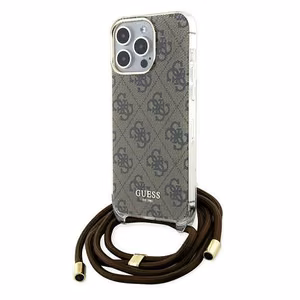 Guess Crossbody Cord 4G Print ümbris jaoks iPhone 15 Pro - brown