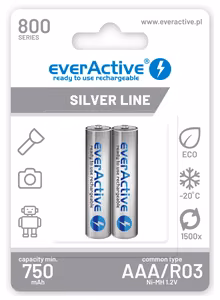 Laetavad akud everActive Ni-MH R03 AAA 800 mAh Silver Line