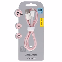 Blavec Kaabel Candy braided - USB to Lightning - 2,4A 2 metres Apple CarPlay (CCA-UL24P20) roosa