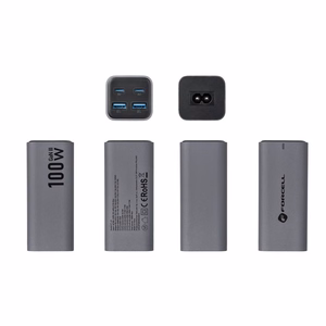 Desktop laadija Forcell F-Energy GaN III 2 x USB C + 2 x USB A QC4.0 PD 5A 100W VT-49 hall