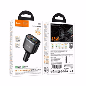 Autolaadija Hoco Z70, USB-A + 2 × USB-C, PD QC3.0, 93 W, must