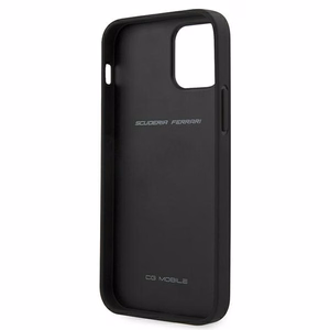 Ferrari FEOMSHCP12LBK iPhone 12 Pro Max must/must kõvakott Off Track Nahast Nailon triibuga