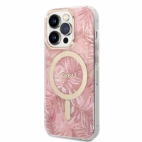 Komplekt Guess GUBPP14LHJEACSP Ümbris+ Laadija iPhone 14 Pro 6,1" roosa hard ümbris Jungle MagSafe