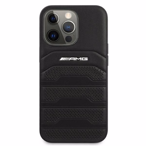 AMG AMHCP13XGSEBK iPhone 13 Pro Max 6,7" tšarna/must kõvakaaneline nahast deebosseeritud jooned