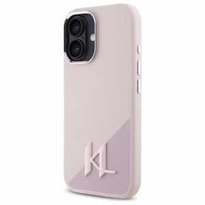 Karl Lagerfeld Silicone Shadow Metal Initial MagSafe iPhone 16 Ümbris - roosa