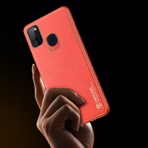 Dux Ducis Yolo elegantne pehme TPU ja PU nahast ümbris Samsung Galaxy M30s jaoks punane
