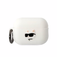 Karl Lagerfeld KLAP2RUNCHH AirPods Pro 2 cover valge/valge Silicone Choupette Head 3D