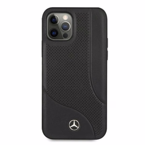 Mercedes nahast perforeeritud ümbris iPhone 12 Pro Max'ile - must