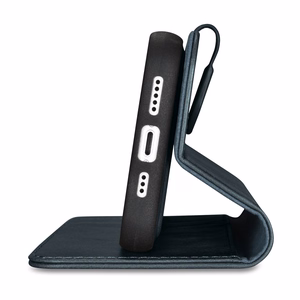 iCarer Oil Wax rahakott ümbris 2in1 Cover iPhone 14 Pro Max nahast Flip Cover Anti-RFID sinine (WMI14220724-BU)