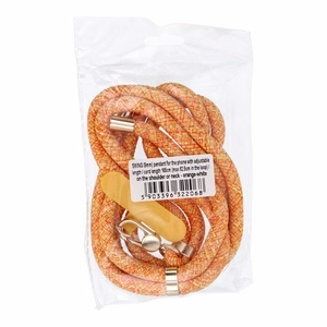 SWING (8mm) Phone lanyard, Phone pendant with adjustable length / cord length 165cm (max 82.5cm in the loop) / on the shoulder or neck - oranž-valge