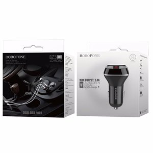 Borofone BZ3 Joyroad autolaadija 2 USB-A pordiga, 12 W, digitaalse näidikuga, must