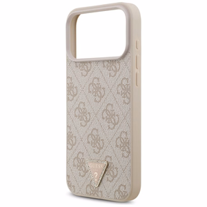 Guess Leather 4G Triangle Strass MagSafe Ümbris jaoks iPhone 17 Pro Max - Roosa