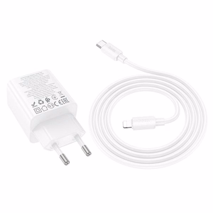 Phone Laadija Hoco 2 x USB C + 2 x USB A QC3.0 PD 3A 30W + Kaabel USB C to Lightning N56 valge