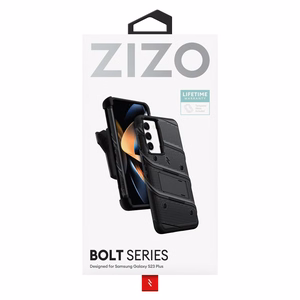 ZIZO BOLT Series tugevdatud ümbrise komplekt Samsung Galaxy S23+ jaoks, 9H ekraanikaitse, sisseehitatud tugijala ja vööklambriga hoidikuga, must