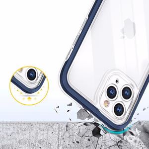 Läbipaistev 3in1 ümbris iPhone 11 Pro Max sinise raamiga geelikatte jaoks