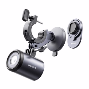 Baseus PrimeTrip 2-in-1 jalgratta kinnitus, telefonitugi + taskulamp (must)