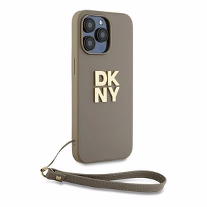 DKNY Wrist Strap Stock Logo ümbris jaoks iPhone 15 Pro - beige