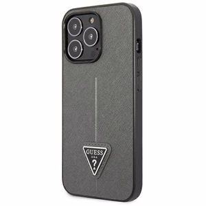 Guess Saffiano Triangle Logo ümbris jaoks iPhone 13 Pro Max 6.7" - hõbedane