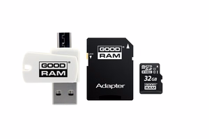 GOODRAM кардридер USB A + Micro USB ALL IN ONE M1A4 + карта памяти micro SD 32GB с адаптером SD