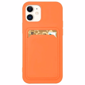 Kaardiümbris Silikoonist rahakotiümbris kaardipesaga dokumendid iPhone 12 Pro oranžile
