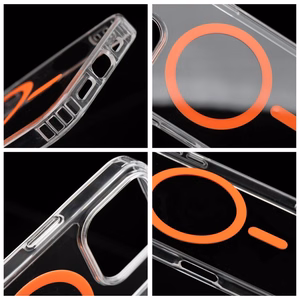 Drop Glue Colorful Ring Mag Cover ümbris Samsung A57 jaoks, ühilduv MagSafe-ga, oranž