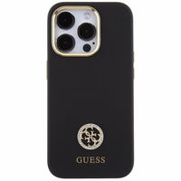 Guess Silicone Logo Strass 4G Ümbris jaoks iPhone 15 Pro - must