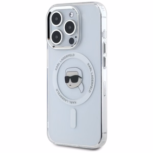 KARL LAGERFELD ümbris jaoks IPHONE 15 Pro Max compatible with MagSafe KLHMP15XHLSKIH (IML Metal K Head) valge