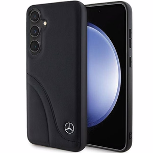 Mercedes Leather Curved Stitches ümbris jaoks Samsung Galaxy S24+ - must