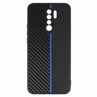 Tel Protect CARBON Ümbris jaoks Xiaomi Redmi 9 Must with sinine stripe