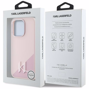 Чехол Karl Lagerfeld Silicone Shadow Metal Initial MagSafe для iPhone 15 Pro Max розовый