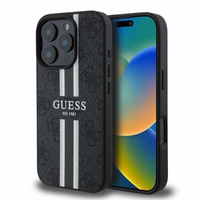 Guess 4G Printed Stripes MagSafe ümbris jaoks iPhone 16 Pro Max - must