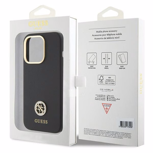 Guess Silicone Logo Strass 4G Ümbris jaoks iPhone 15 Pro - must