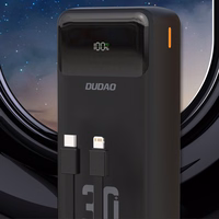 Dudao K15MAX 30000mAh PD 22.5W Powerbank sisseehitatud kaablitega - must
