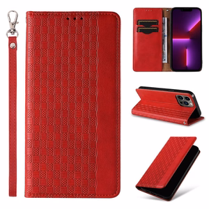 Magnet Strap Ümbris jaoks Samsung Galaxy S23+ Flip Wallet Mini Lanyard Stand punane