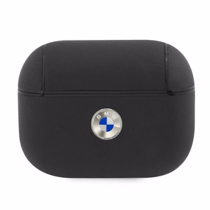 BMW ehtne nahast hõbedase logoga AirPods Pro ümbris - must