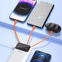 Dudao mahukas energiapank 3 sisseehitatud kaabliga 20000mAh USB Type C + micro USB + Lightning valge (Dudao K6Pro +)