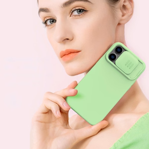 Nillkin CamShield Silky Silikoonist ümbris iPhone 14 Pro Max Silikoonist kaitsekate koos kaamerakaitsega Sinine