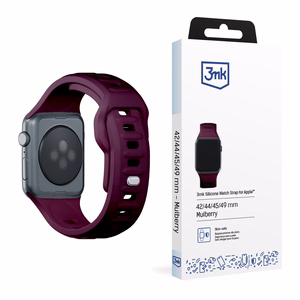 3mk silikoonrihm Apple Watchile, 42/44/45/46/49 mm, Mulberry, suur suurus