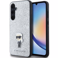 Karl Lagerfeld Fixed Glitter Ikonik Logo Metal Pin ümbris jaoks Samsung Galaxy A35 - hõbedane