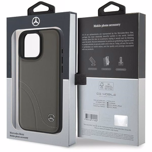 Mercedes MB Curved Stitches Leather iPhone 16 Pro Max Ümbris - Brown