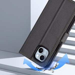 Dux Ducis Lawa Leather Ümbris jaoks iPhone 15 - Must