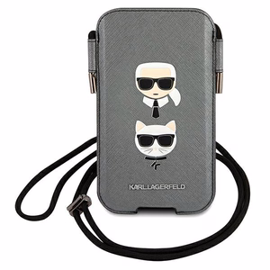 Karl Lagerfeld Saffiano Ikonik Karl&Choupette Head 6.1'' käekott - Hall