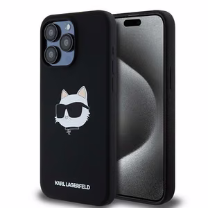 Karl Lagerfeld Silicone Choupette Head MagSafe ümbris jaoks iPhone 15 Pro Max - must
