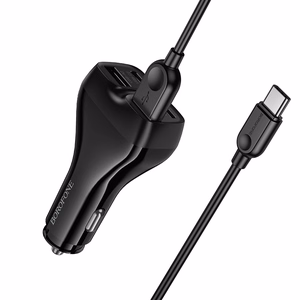 Borofone Car charger BZ35 Leader - 2 x Type C + USB - PD 30W with cable USB to Type C black