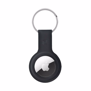 Crong Silicone ümbris seadmele Apple AirTag 1 / 2, võtmerõngaga, must