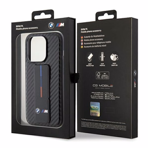 BMW Grip Stand Smooth & Carbon ümbris jaoks iPhone 15 Pro - must